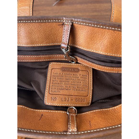 Y2K Vintage Coach 6620 Hobo Brown/Khaki signature Leather Top Handle Bag ReadPLS - Picture 8 of 8